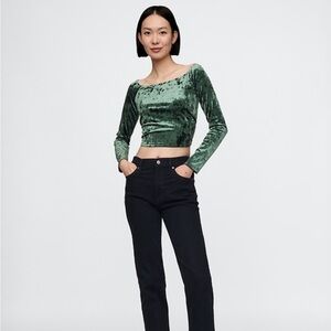 GAP Green Velvet Long Sleeve Top